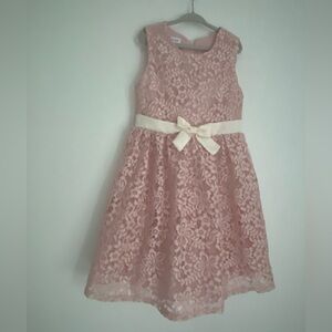 Pink flower eyelit dress girls size 7 Bonnie Jean